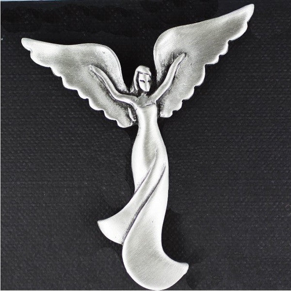 Angel Arms Up pewter pin