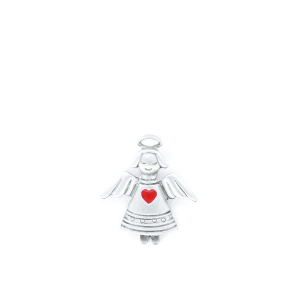 Angel with Red Heart pewter pin