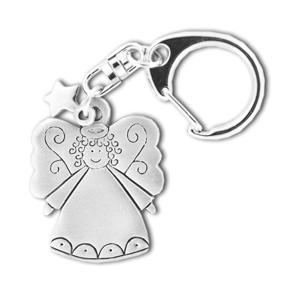 Angel with Star pewter keyring