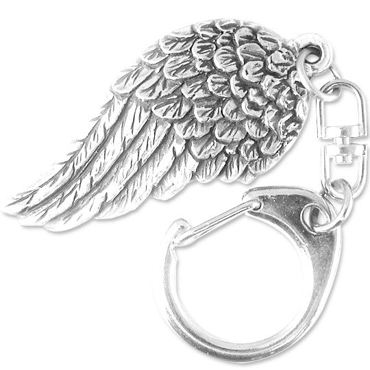 Angel Wing pewter keyring