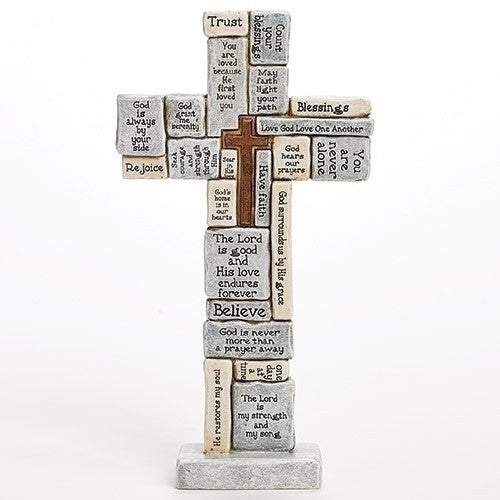 Collage Crossword Standing Table Cross - Blue