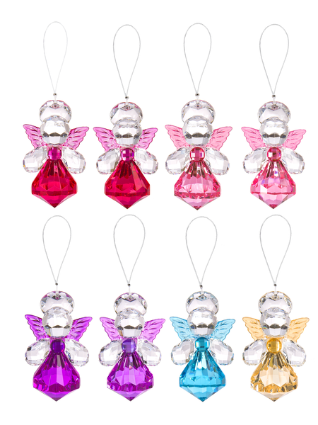 Crystal Angels - acrylic angel hanging ornaments Coloured