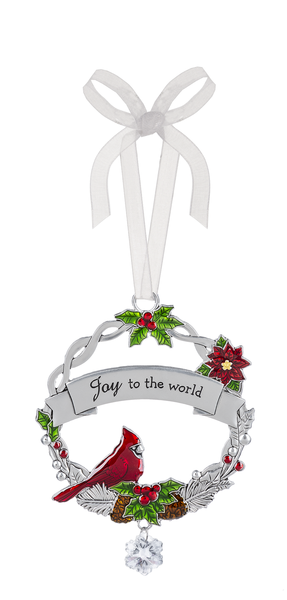 Cardinal zinc tree ornament "Joy to the world"