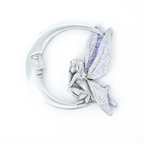 Fairy on the Moon pewter pin