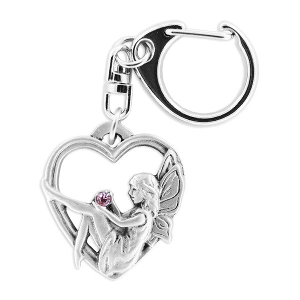 Fairy in Heart pewter keyring