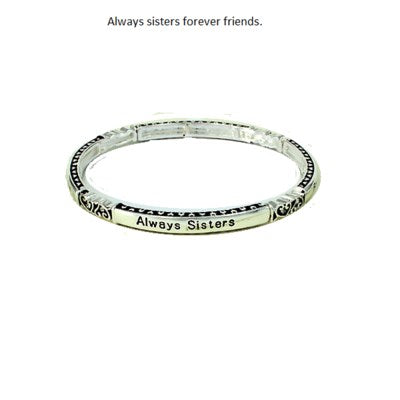 Always Sisters Forever Friends narrow stretch bracelet