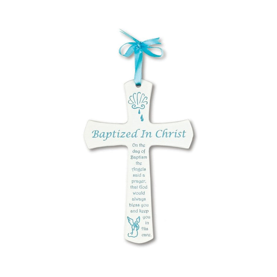 Baptism cross - white/blue