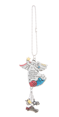Car charm - Never drive faster than your guardian angel can fly - colourful