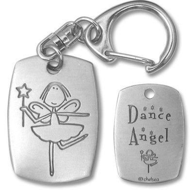 Dance angel pewter keychain