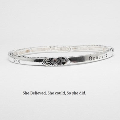 She believed she could - narrow stretch bracelet